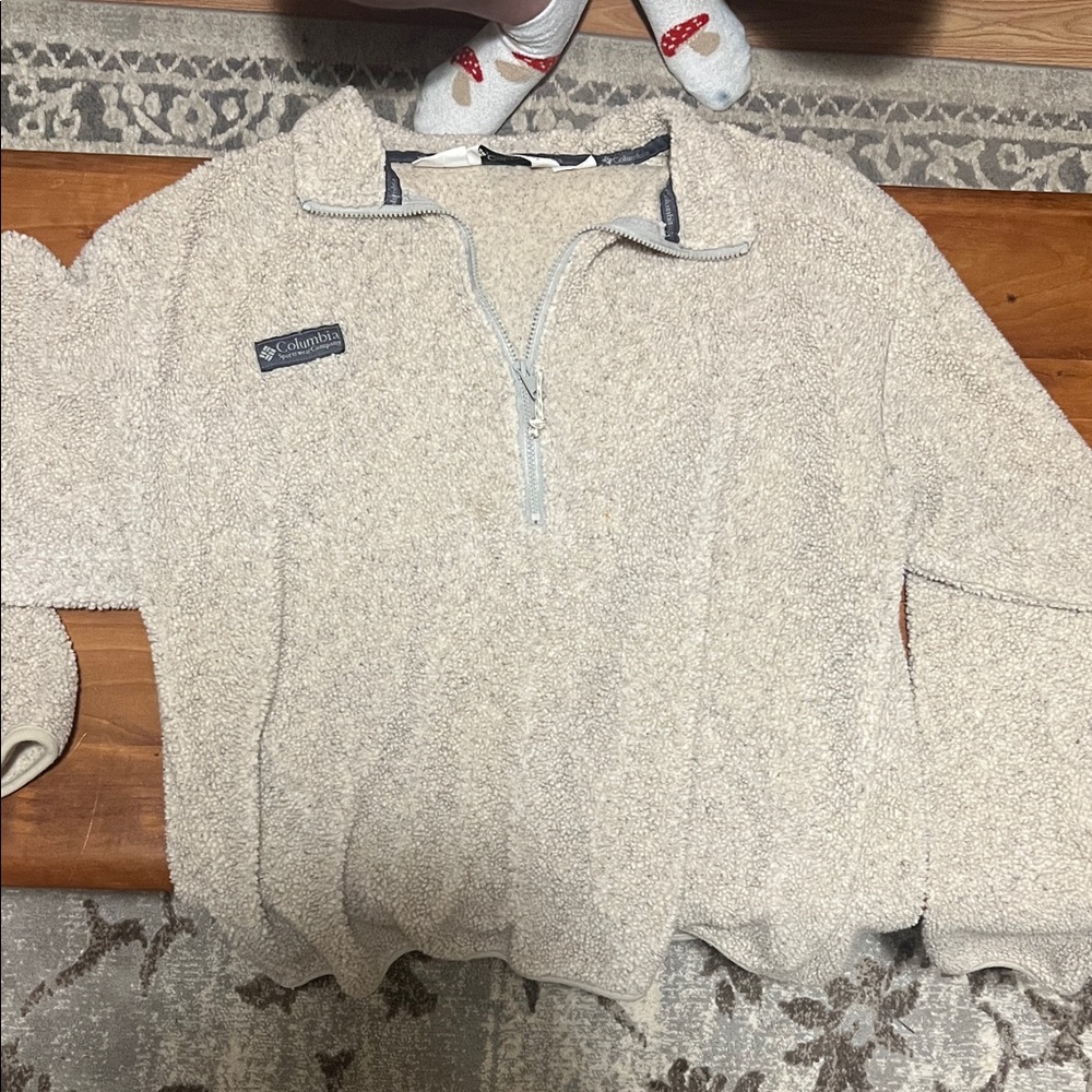 Columbia Beige Fleece Half-Zip Pullover